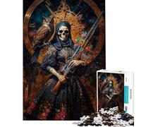 Rompecabezas para Adultos de 1000 Piezas de Santa Muerte con búho y Rifle Juguete para Adultos decoración de Pared análisis y lógica cumpleaños y Navidad (tamaño 38x26cm)