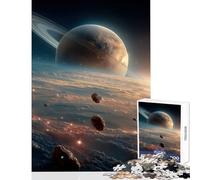 Rompecabezas para Adultos de 1000 Piezas de Saturno y asteroides en el Espacio Juguetes antiestrés Regalo para cumpleaños Juego Imposible Que fomenta el Amor en Pareja tamaño 38x52cm