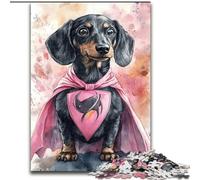 Rompecabezas para Adultos de 1000 Piezas de Superman Dachshund de cartulina, Juego Interactivo Familiar, Apto para Mayores de 14 años, tamaño 38x26cm para Juego Interactivo Familiar