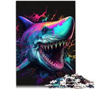 Rompecabezas para adultos de 1000 piezas de tiburón colorido imposible, 50 x 70 cm, decoración única para el hogar y regalos para adolescentes a partir de 14 años
