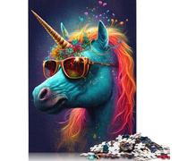Rompecabezas para Adultos de 1000 Piezas de Unicornios con Gafas, Rompecabezas para Adultos, Juego Educativo, Juguete de desafío, 1000 Piezas (75 x 50 cm)
