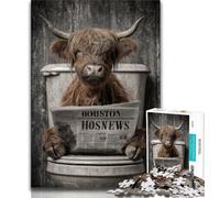 Rompecabezas para Adultos de 1000 Piezas de Vaca de Las Tierras Altas para Adultos y Adolescentes Interacción Entre Padres e Hijos Que Reduce el estrés (26x38cm)