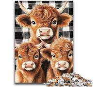 Rompecabezas para Adultos de 1000 Piezas de Vaca de Las Tierras Altas Que Ayuda a ejercitar el Cerebro Juguetes adictivos para Cultivar la Paciencia Adecuado para Parejas 38x26cm