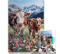 Rompecabezas para Adultos de 1000 Piezas de Vaca marrón, Adultos, un Juego desafiante y Familiar, Regalo de Amigo Secreto de 26x38cm