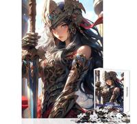 Rompecabezas para Adultos de 1000 Piezas de Valkyrie Warrior Girl Ideal para Decorar el hogar Juego Imposible con Piezas aleatorias Que se entrelazan (tamaño 38x26cm)