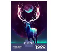 Rompecabezas para Adultos De 1000 Piezas Deer and Moon Painting Rompecabezas para Adultos Juego De Ingenio Regalos para Mujeres 52x38cm/1000pcs
