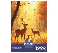 Rompecabezas para Adultos De 1000 Piezas Deer Family in Autumn Forest Rompecabezas para Adolescentes Juego Familiar Carrera De Velocidad Manual Cumpleaños 38x26cm/1000pcs