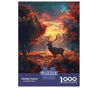 Rompecabezas para Adultos De 1000 Piezas Deer Forest Sunset Rompecabezas para Adultos Juego Familiar para Aliviar El Estrés Cumpleaños Y Navidad 52x38cm/1000pcs