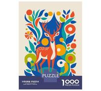 Rompecabezas para Adultos De 1000 Piezas Deer in Floral Pattern Rompecabezas para Adultos Juego De Ingenio Patrón De Ensamblaje Regalos para Amigos Y Familiares 70x50cm/1000pcs