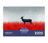 Rompecabezas para Adultos De 1000 Piezas Deer in Red Field Rompecabezas para Adolescentes Juego Familiar Carrera De Velocidad Manual Cumpleaños 38x26cm/1000pcs