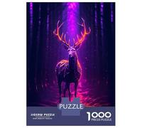Rompecabezas para Adultos De 1000 Piezas Deer Magenta Neon Rompecabezas para Adultos Juguete Decoración De Pared Corte De Precisión 52x38cm/1000pcs