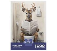 Rompecabezas para Adultos De 1000 Piezas Deer Newspaper Toilet Rompecabezas para Adolescentes Juegos Familiares Ensamblaje De Patrones Actividades Divertidas En Casa 52x38cm/1000pcs