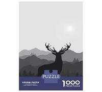 Rompecabezas para Adultos De 1000 Piezas Deer Silhouette in Mountains Rompecabezas para Adultos Juguetes Antiestrés Mejora La Memoria Oferta como Regalo para Toda La Familia 38x26cm/1000pcs