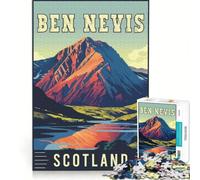 Rompecabezas para Adultos de 1000 Piezas del Ben Nevis en Escocia, Juguetes para armar, Carrera de Velocidad Manual, con Piezas de Formas aleatorias Que encajan Perfectamente 38x52cm