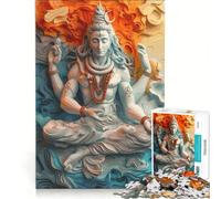 Rompecabezas para Adultos de 1000 Piezas del Dios Shiva del hinduismo Juego de ingenio Interesante para Reducir el estrés Regalo de Juego desafiante 38x52cm
