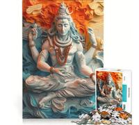 Rompecabezas para Adultos de 1000 Piezas del Dios Shiva del hinduismo Juego de ingenio Interesante para Reducir el estrés Regalo de Juego desafiante 38x26cm