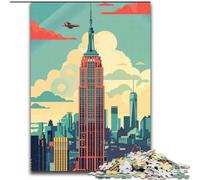 Rompecabezas para Adultos de 1000 Piezas del Empire State Building Skyline Ayuda a ejercitar el Cerebro Juguetes adictivos para Cultivar la Paciencia Regalo de cumpleaños 50x75cm