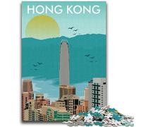 Rompecabezas para Adultos de 1000 Piezas del Horizonte de Hong Kong Ayuda a ejercitar el Cerebro Juguetes adictivos para Cultivar la Paciencia Una Obra de Arte (tamaño 38x26cm)