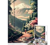 Rompecabezas para Adultos de 1000 Piezas del Monte Fuji Juguete Educativo Vintage Regalo de cumpleaños Juegos relajantes con póster a Juego y Hoja de Trivia tamaño 50x75cm