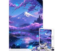 Rompecabezas para Adultos de 1000 Piezas del Monte Fuji Juguetes mágicos antiestrés Regalos geniales y Juegos de ingenio con póster y Hoja de Trivia a Juego tamaño 38x26cm