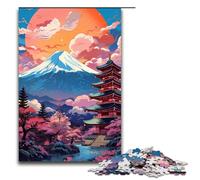 Rompecabezas para Adultos de 1000 Piezas del Monte Fuji y su Templo de Splatters Muchos Rompecabezas de Colores Gruesos Juegos Juguetes Regalo Adecuado para decoración de Escritorio 75 x 50 cm