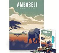 Rompecabezas para Adultos de 1000 Piezas del Parque Nacional Amboseli,diseño Premium,Ideal para Jugar,concentrarse y divertirse Navidad (38x26cm)