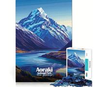 Rompecabezas para Adultos de 1000 Piezas del Parque Nacional Aoraki,Nueva Zelanda Bordes impecables Juguete Divertido para ejercitar la Mente Escena navideña acogedora y Divertida Arte (50x75cm)