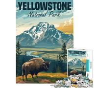 Rompecabezas para Adultos de 1000 Piezas del Parque Nacional de Yellowstone desafío Educativo Carrera de Velocidad Manual Juguetes para armar para Mayores de 14 años (38x52cm)