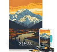 Rompecabezas para Adultos de 1000 Piezas del Parque Nacional Denali,decoración de Bordes impecables,Juguete Que desafía la Mente,Ideal para Relajarse y Disfrutar, (38x52cm)