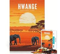 Rompecabezas para Adultos de 1000 Piezas del Parque Nacional Hwange,decoración de Bordes impecables,Juguete Que desafía la Mente,Ideal para Relajarse y Disfrutar, (38x52cm)