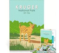 Rompecabezas para Adultos de 1000 Piezas del Parque Nacional Kruger, decoración de Pared de Juguete, desafiante para completar, Toda la Familia 38x52cm