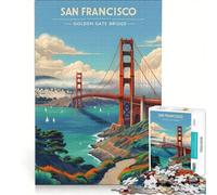 Rompecabezas para Adultos de 1000 Piezas del Puente Golden Gate de San Francisco, Juegos Familiares, interacción Entre Padres e Hijos, Lista de Deseos con Papá Noel 50x75cm