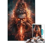 Rompecabezas para Adultos de 1000 Piezas del Señor Shiva de Fuego Difícil y desafiante Juegos educativos y relajantes para Mayores de 14 años (38x52cm)