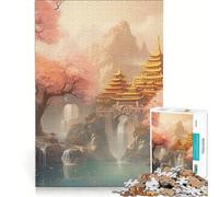 Rompecabezas para Adultos de 1000 Piezas del Templo Dorado, Juegos relajantes, Actividades Divertidas para Hacer en casa, con póster y Hoja de Preguntas a Juego 50x75cm