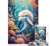 Rompecabezas para Adultos de 1000 Piezas Delfín en un Colorido Arrecife Rompecabezas para Adultos Juguetes de Bricolaje Carrera de Velocidad Manual interacción Entre Padres e Hijos (tamaño 50x75cm)
