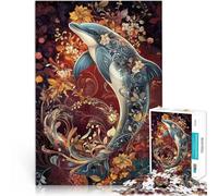 Rompecabezas para Adultos de 1000 Piezas delfín Flor Juego Familiar para aliviar el estrés: desafío difícil Regalo Divertido 52x38cm