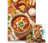 Rompecabezas para Adultos de 1000 Piezas Deliciosa Sopa Mexicana con acompañamientos Arte de Corte Suave Juego Creativo para el Cerebro Diversión para el Tiempo Libre Regalo Tranquilo de Navidad