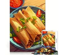 Rompecabezas para adultos de 1000 piezas Deliciosos tamales con salsa y guarnición Juego de precisión para desarrollar la mente Actividad para el tiempo libre Decoración navideña para la pared 38x52cm