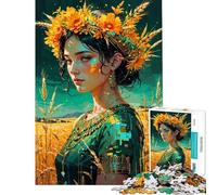 Rompecabezas para Adultos de 1000 Piezas Demeter︰ Corona Verde Diosa de la Cosecha Dorada Rompecabezas Juegos relajantes Vacaciones en casa Matar el Tiempo Diversión Actividades en casa (50x75cm)