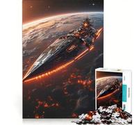 Rompecabezas para Adultos de 1000 Piezas: Descenso del Crucero de Batalla Una Nave Espacial futurista sobre un Planeta en Llamas Un Juego práctico, Divertido y con toques de Humor, Ideal para Decorar