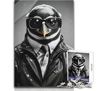 Rompecabezas para Adultos de 1000 Piezas, Detective Penguin Bnw, Horas de Ocio tranquilas, Juguete de Corte preciso, tamaño 50x75cm