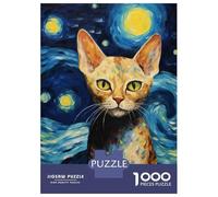 Rompecabezas para Adultos De 1000 Piezas Devon Rex Cat Van Gogh Rompecabezas para Adultos Juegos Divertidos Pero Divertidos Y Humorísticos Cumpleaños 38x26cm/1000pcs