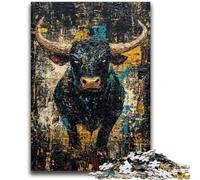 Rompecabezas para Adultos de 1000 Piezas, difícil, con diseño de Toro Negro Dorado, Ayuda a ejercitar el Cerebro, Juguetes adictivos para Cultivar la Paciencia, Adecuado para Parejas, 50x75cm