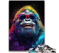 Rompecabezas para Adultos de 1000 Piezas, difícil de Entender, con gorilas de Colores y Gafas Rompecabezas de 1000 Piezas, Toda la Familia Apto para niños de 14 años (50x75cm)