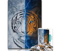Rompecabezas para Adultos de 1000 Piezas, difícil de Montar, con un Tigre majestuoso, Ideal para Adolescentes, Ideal para Pasar el rato en casa, con Papá Noel (tamaño 38x26cm)