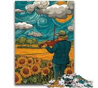 Rompecabezas para Adultos de 1000 Piezas,difícil de Resolver,con Cielo Estrellado,Campo de Girasoles,Juguetes educativos,Juegos para aliviar el estrés,interacción Entre Padres e Hijos para Mayores