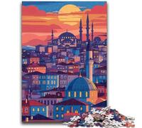 Rompecabezas para Adultos de 1000 Piezas, difícil de Resolver, con el Horizonte de Ankara y la Puesta del Sol, Ideal para la interacción Entre Padres e Hijos y la reducción del estrés (50x75cm)