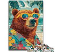 Rompecabezas para Adultos de 1000 Piezas, difícil, Oso Pardo en la Playa, Juegos educativos, Juguetes de Bricolaje, Toda la Familia, 38x26cm