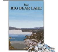 Rompecabezas para Adultos de 1000 Piezas, difícil, Visita al Lago Big Bear, desafío para aliviar el estrés con póster a Juego y Hoja de Trivia de 38x26cm
