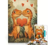 Rompecabezas para Adultos de 1000 Piezas Dinosaurios Amor Juegos relajantes Diversión en casa Actividades para Fortalecer el Amor Entre Parejas 38x26cm